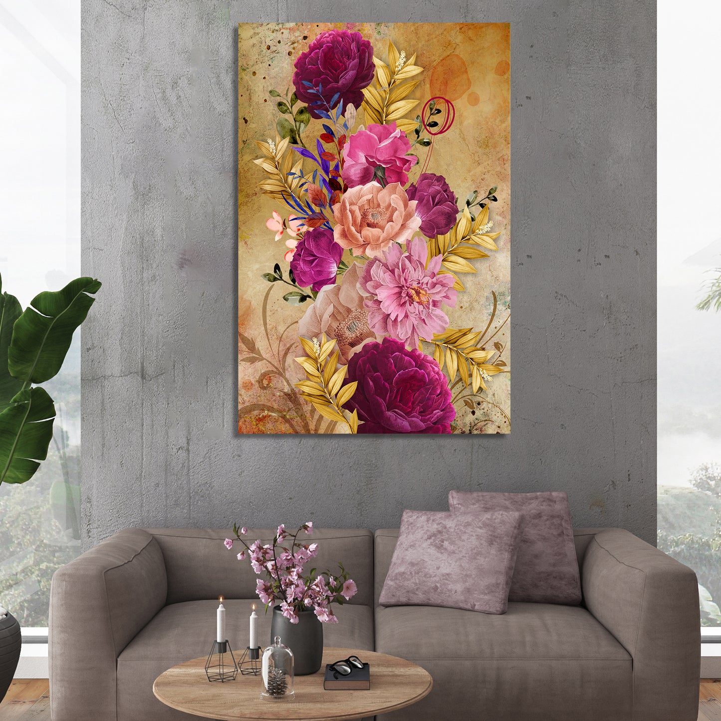 Nature Inspired Beautiful Vibrant Floral Canvas Painting for Wall Decor-Kotart