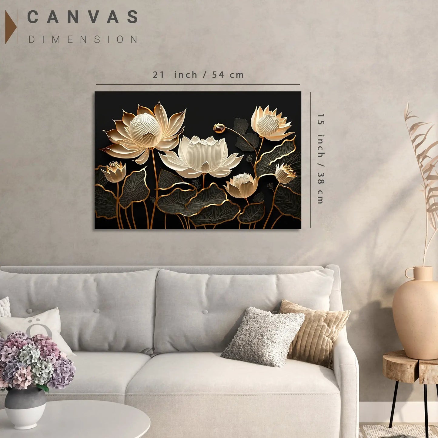 Nature Inspired Lotus Art Painting for Wall Decor - Modern Art Canvas Paintings for Living Room Bedroom Decor-Kotart