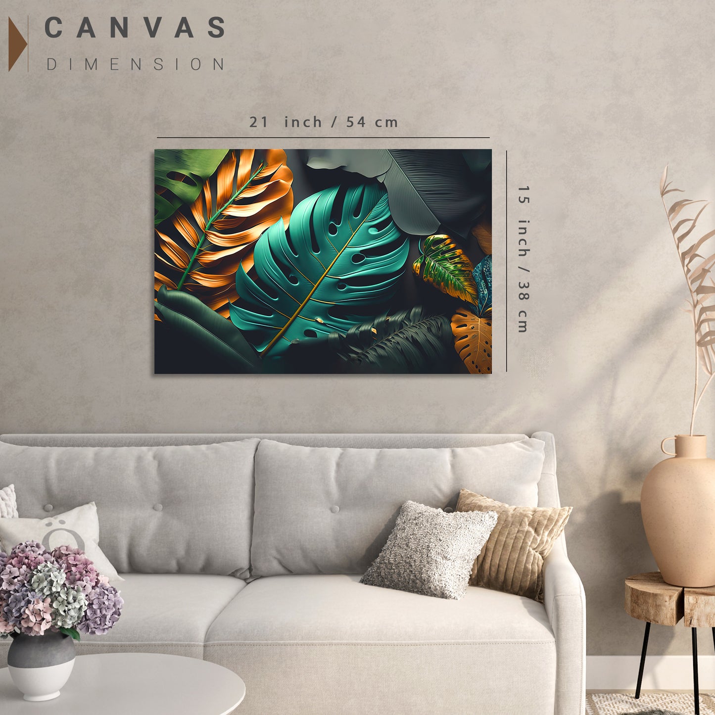 Nature Inspired Green Leaf Art Painting for Wall Decor - Abstract Nature Art Canvas Paintings for Living Room Bedroom Decoration-Kotart