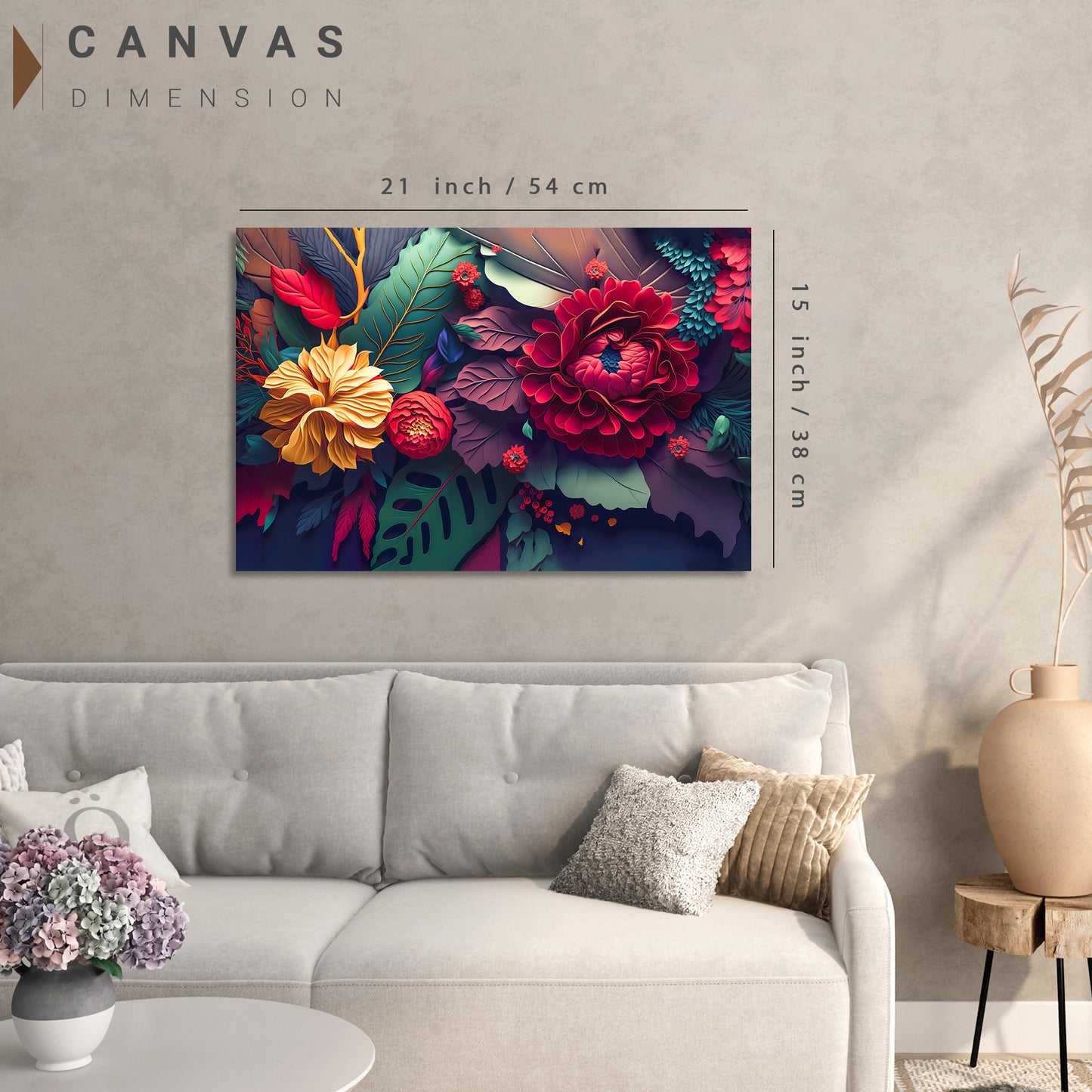 Vibrant Floral Art Painting for Wall Decor - Abstract Nature Art Canvas Paintings for Living Room Bedroom Decoration-Kotart