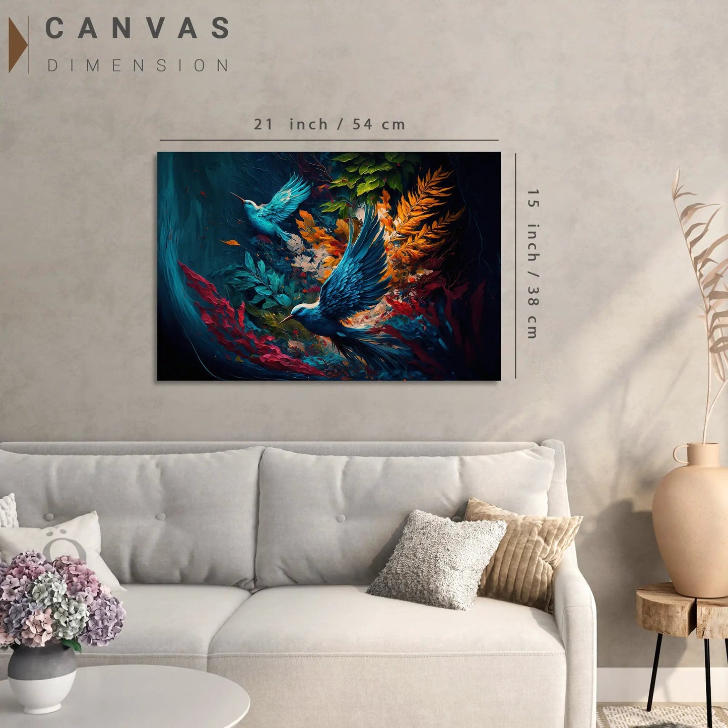 Nature Inspired Bird Art Vibrant Canvas Painting for Home and Office Wall Decor - Abstract Art Canvas Paintings for Living Room Bedroom Decoration-Kotart