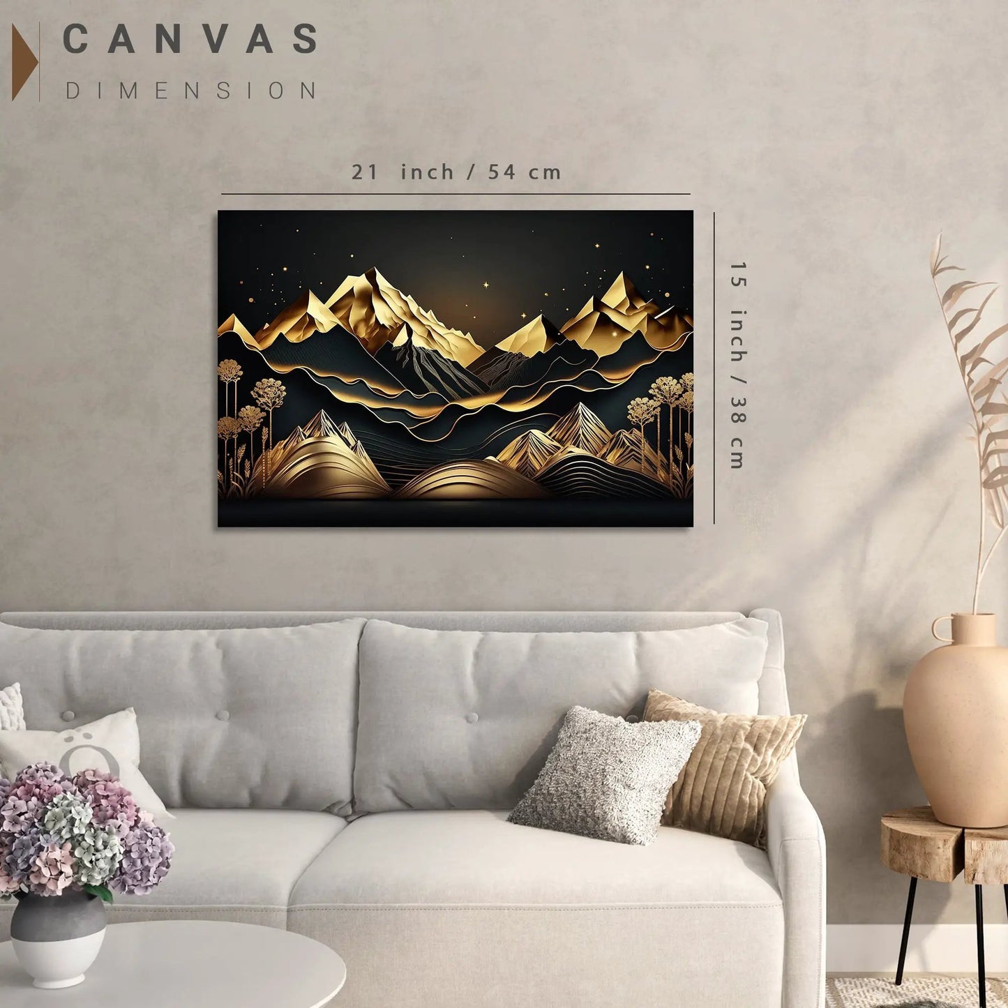Modern Art Golden Canvas Painting for Home and Office Wall Decor - Abstract Art Canvas Paintings for Living Room Bedroom Decoration-Kotart