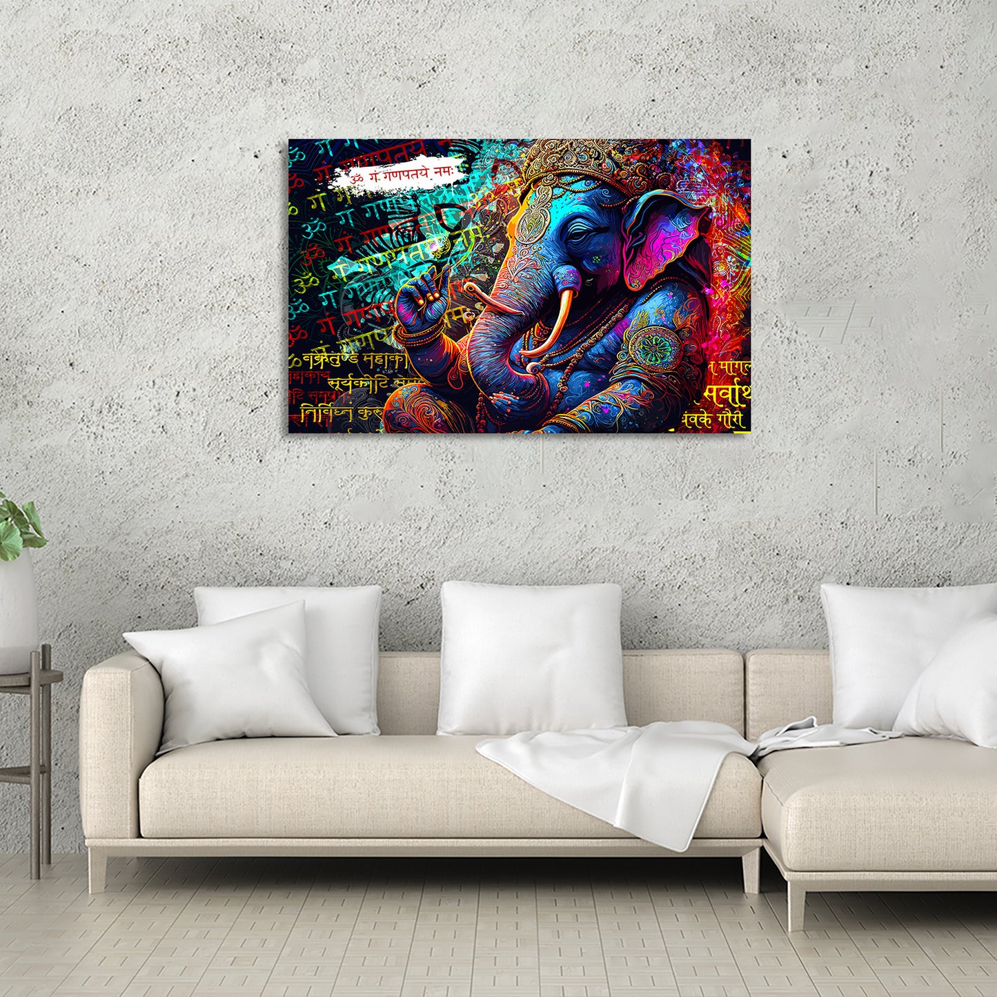 Indian Lord Ganesha Canvas Painting | Divine Artwork for Home Decor | Canvas Wall Paintings for Living Room Bdroom Wall Decor-Kotart
