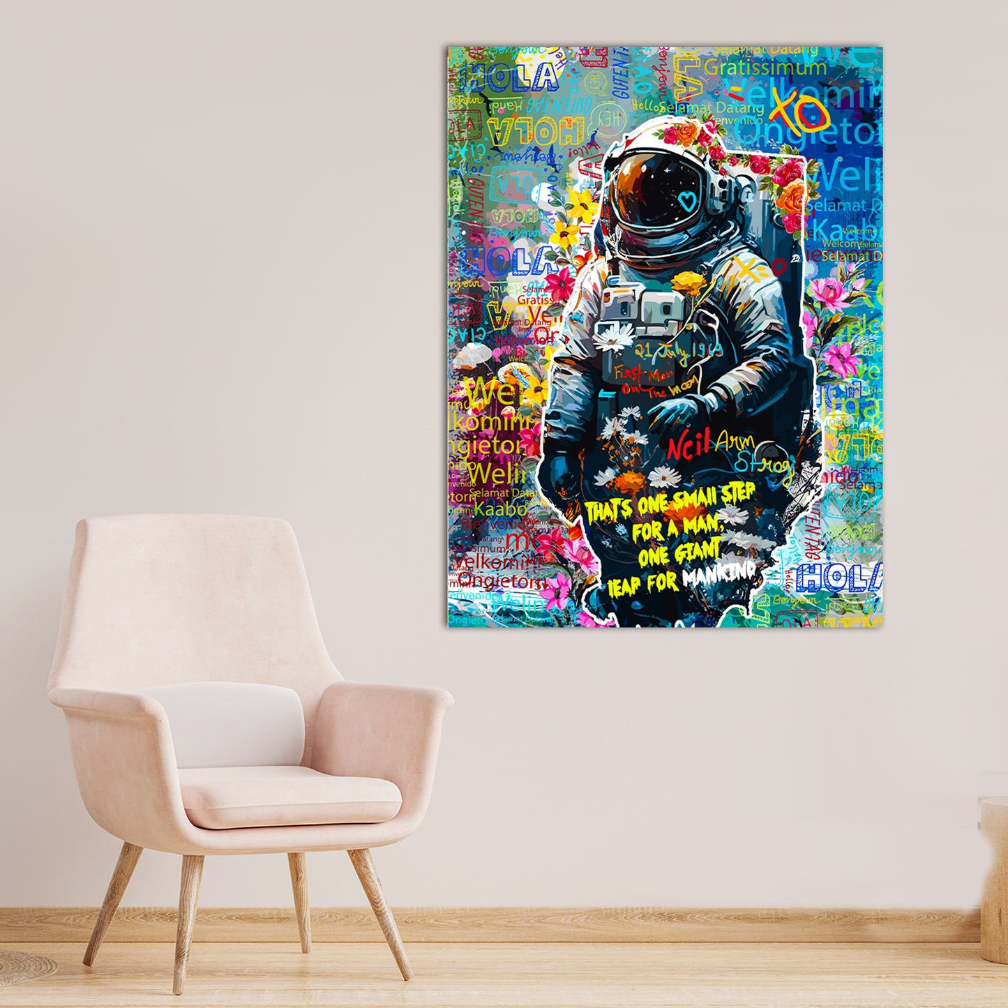 Astronaut Graffiti Canvas Painting for Living Room Bedroom Home and Office Wall Decor-Kotart