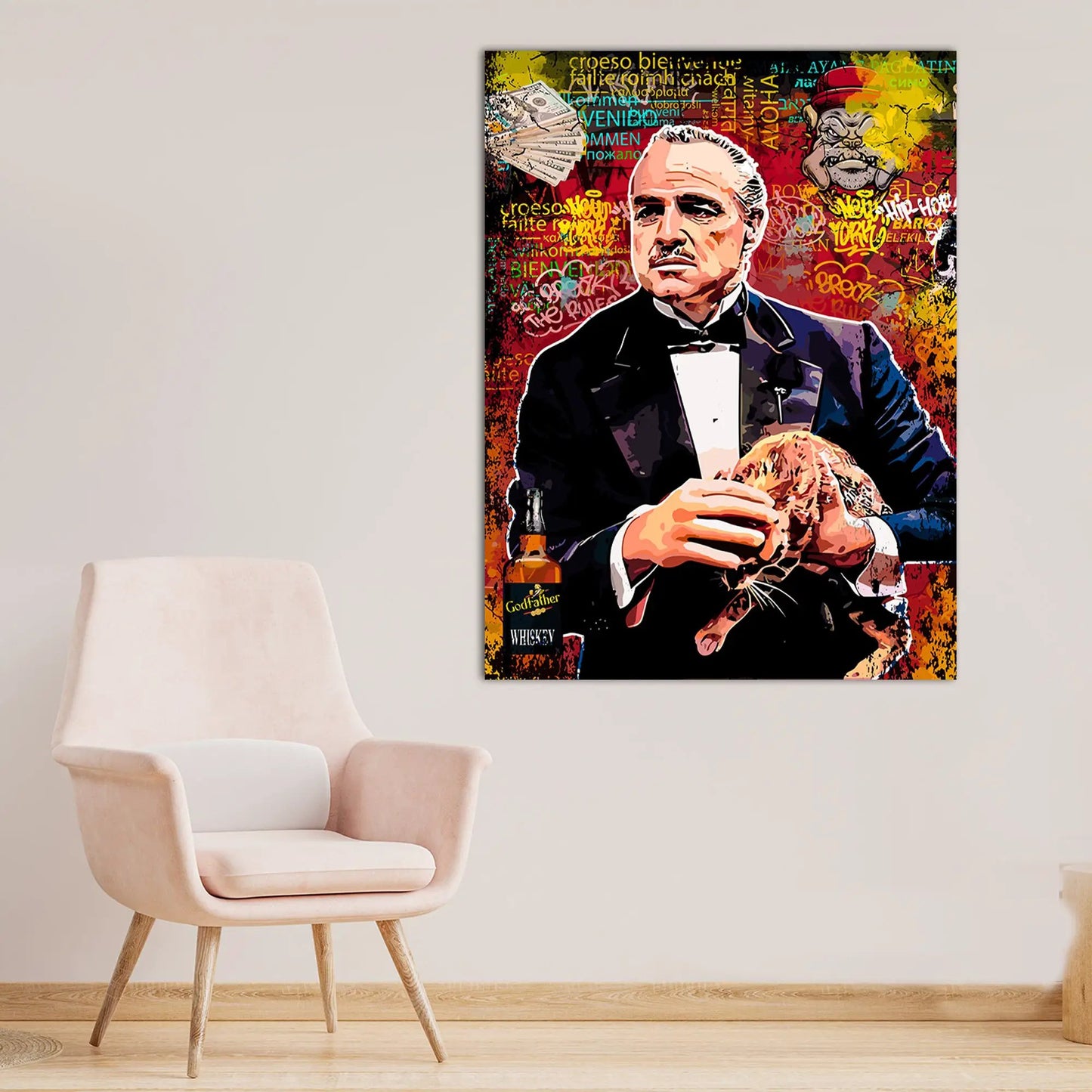 Graffiti-Style Godfather Canvas Painting | Urban Art Decor for Living Room Bedroom Wall Decor-Kotart