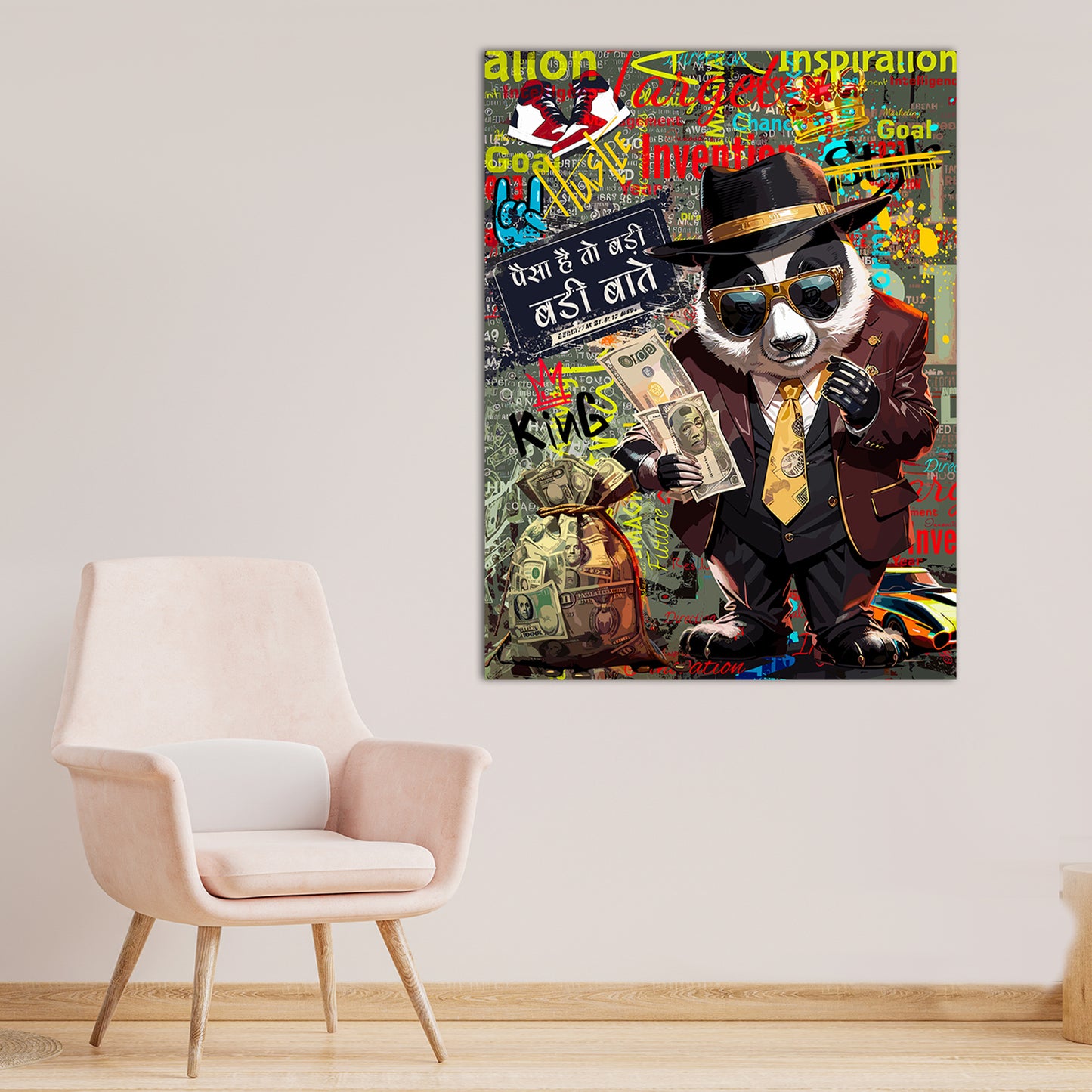 Graffiti-Style Panda Canvas Paintings | Canvas Paintings for Living Room Bedroom Home and Office Wall Decor-Kotart