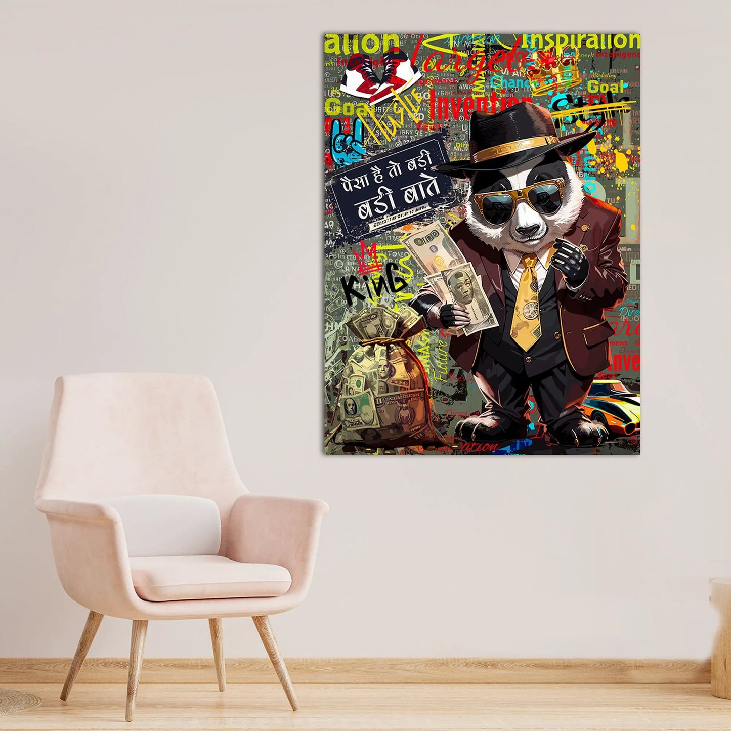 Graffiti-Style Panda Canvas Paintings | Canvas Paintings for Living Room Bedroom Home and Office Wall Decor-Kotart