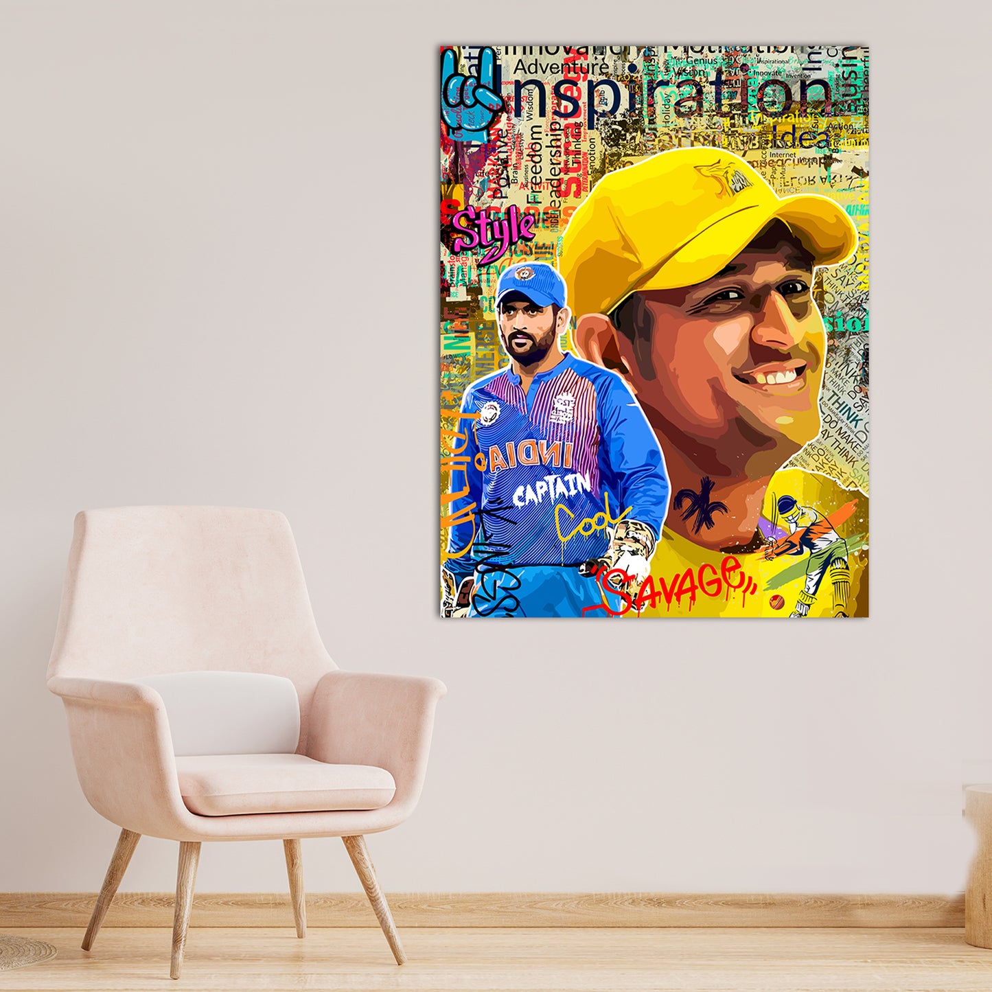 Captain Cool MS Dhoni Canvas Art | Cricket Legend Dhoni Wall Decor Canvas Paintings for Home and Office Wall Decor-Kotart
