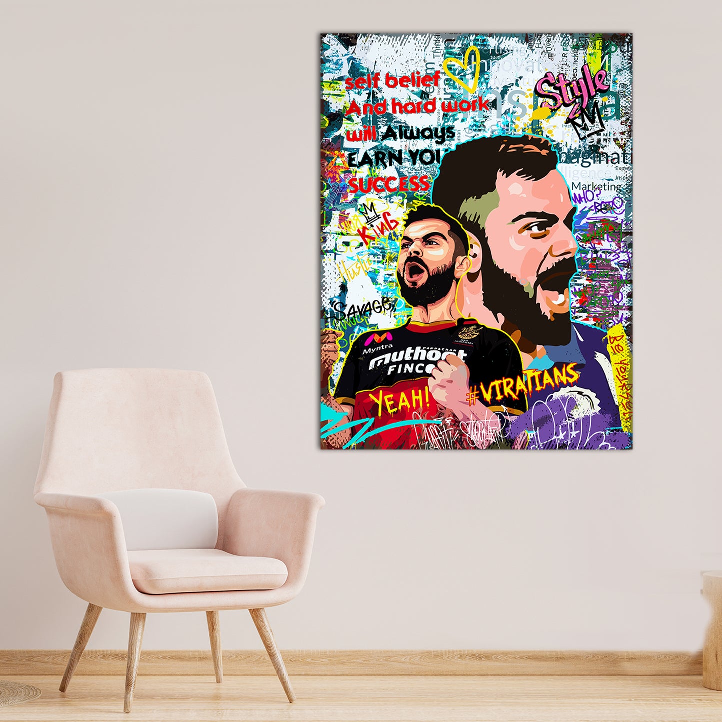 Virat Kohli Canvas Paintings | Kohli Canvas Painting for Home Living Room Bedroom and Office Wall Decor-Kotart