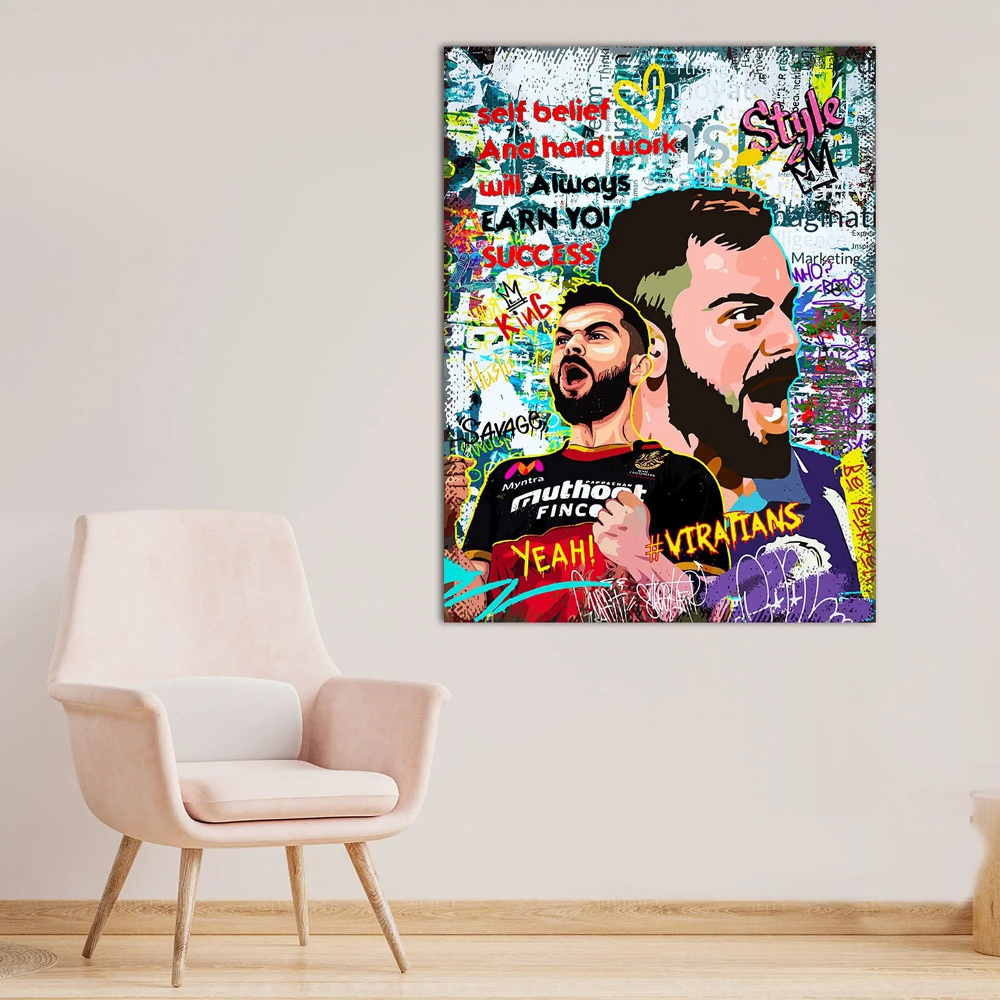 Virat Kohli Canvas Paintings | Kohli Canvas Painting for Home Living Room Bedroom and Office Wall Decor-Kotart