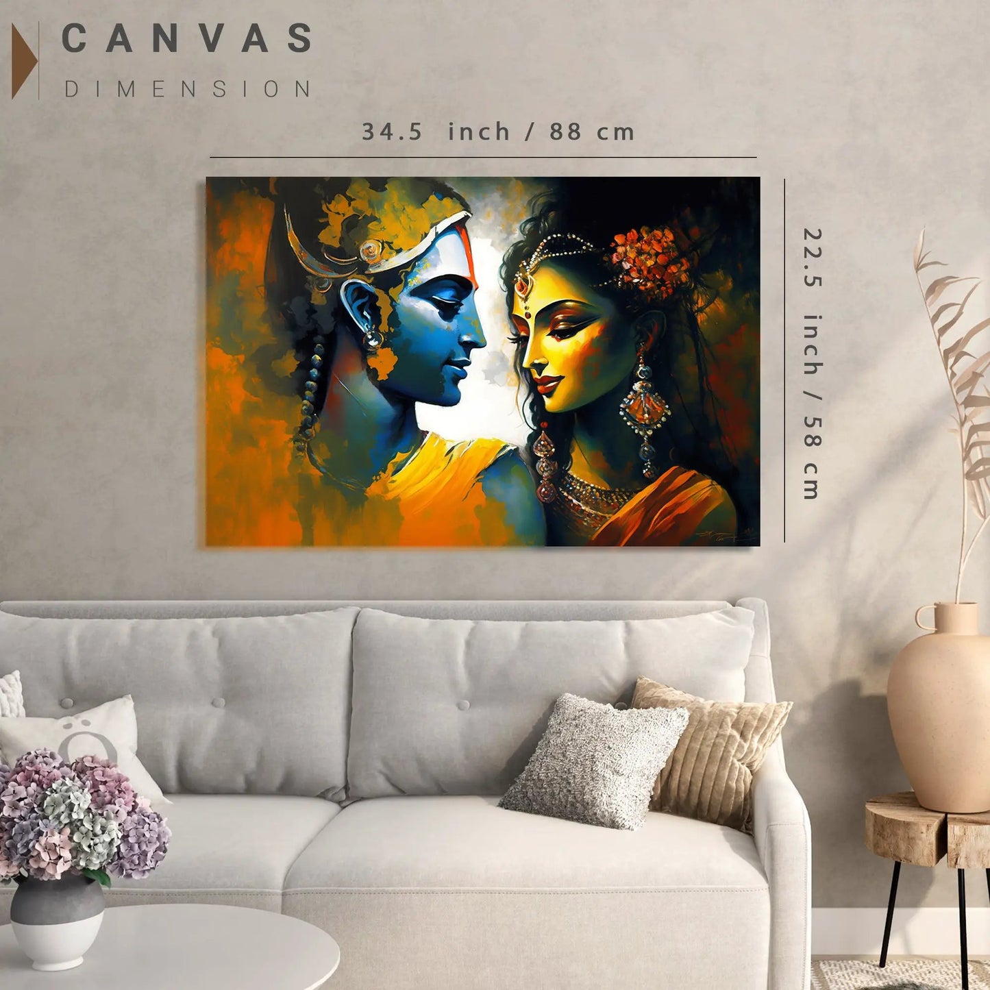 Beautiful Radha Krishna Canvas Painting - Majestic Modern Art Lord Radha Krishna Art for Home Decor-Kotart