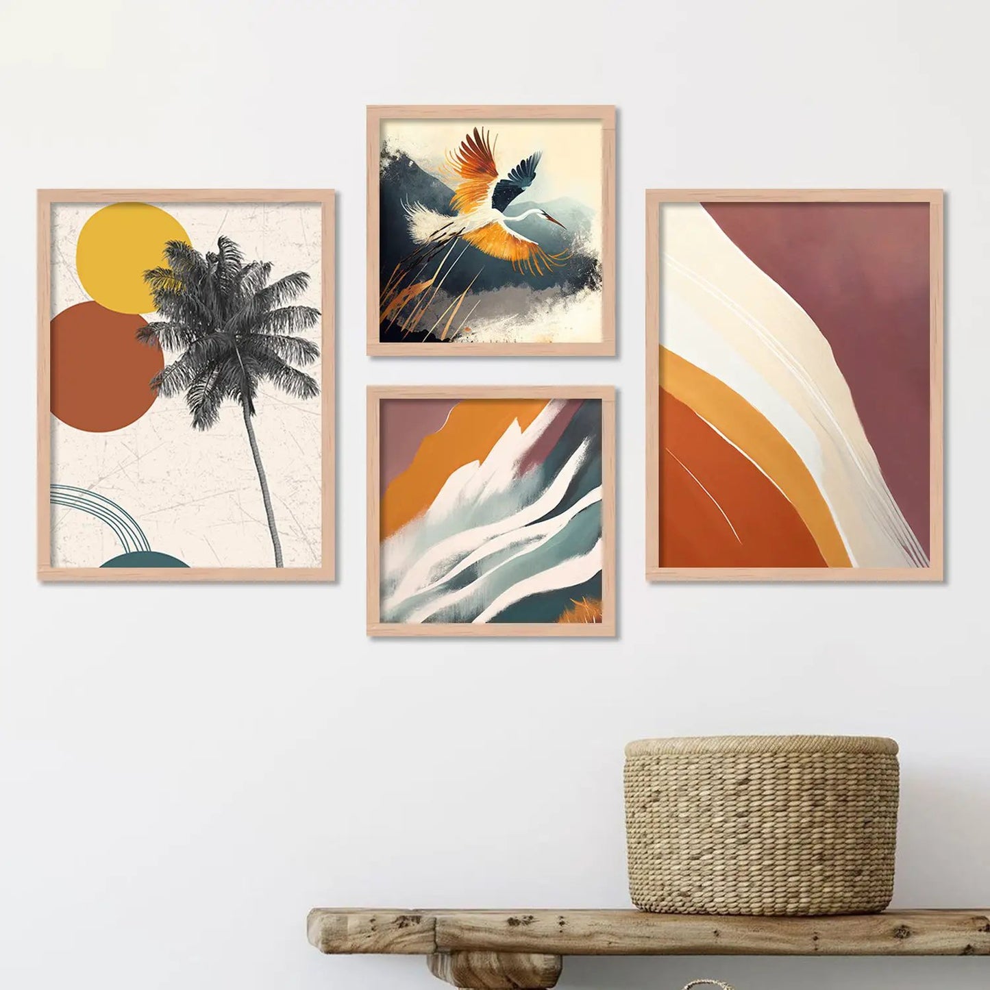 KOTART Wall Decor Paintings with Frame for Home Decoration - Painting for Living Room Bedroom Office - Framed Painting for Wall Decoration - Pack of 4-Kotart