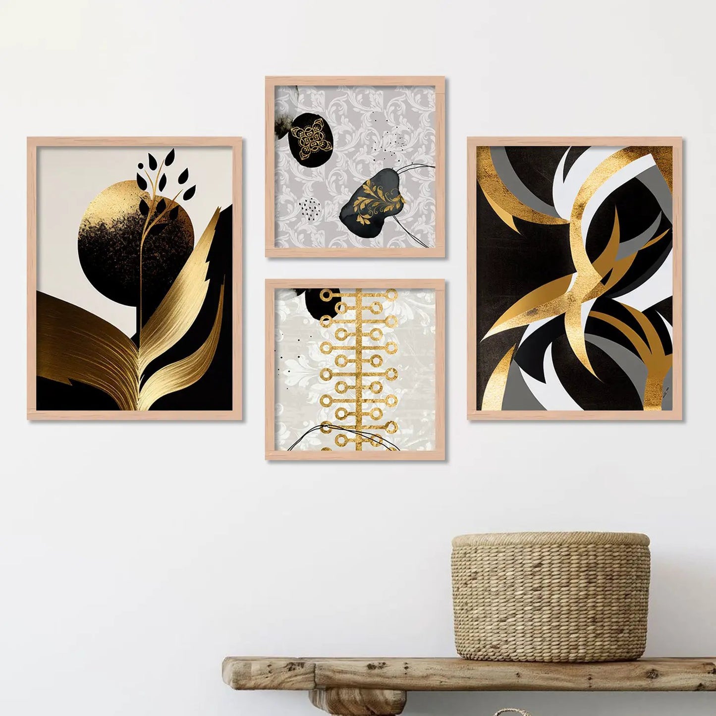 KOTART Decorative Wall Decor Paintings with Frame for Home Decoration - Painting for Living Room Bedroom Office - Framed Painting for Wall Decoration - Pack of 4-Kotart