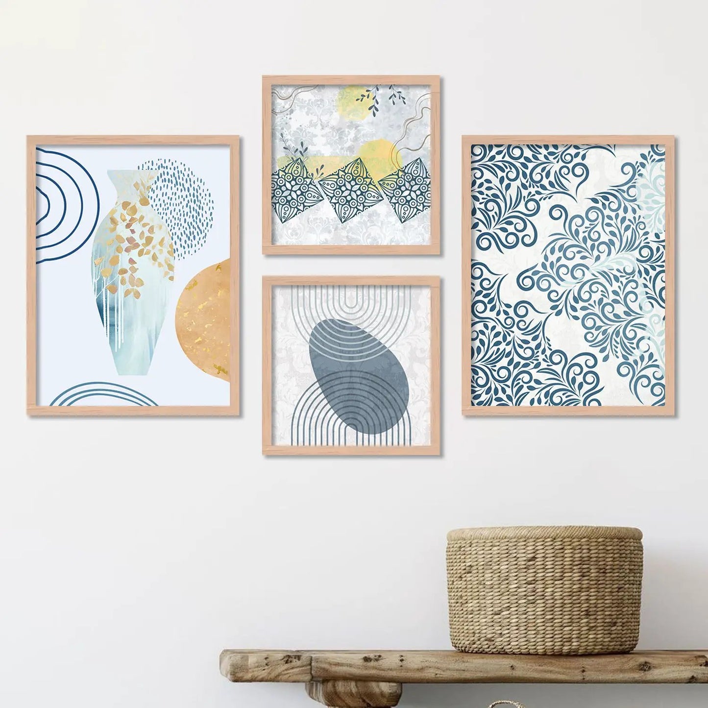 KOTART Aesthetic Decorative Wall Decor Paintings with Frame for Home Decoration - Painting for Living Room Bedroom Office - Framed Painting for Wall Decoration - Pack of 4-Kotart