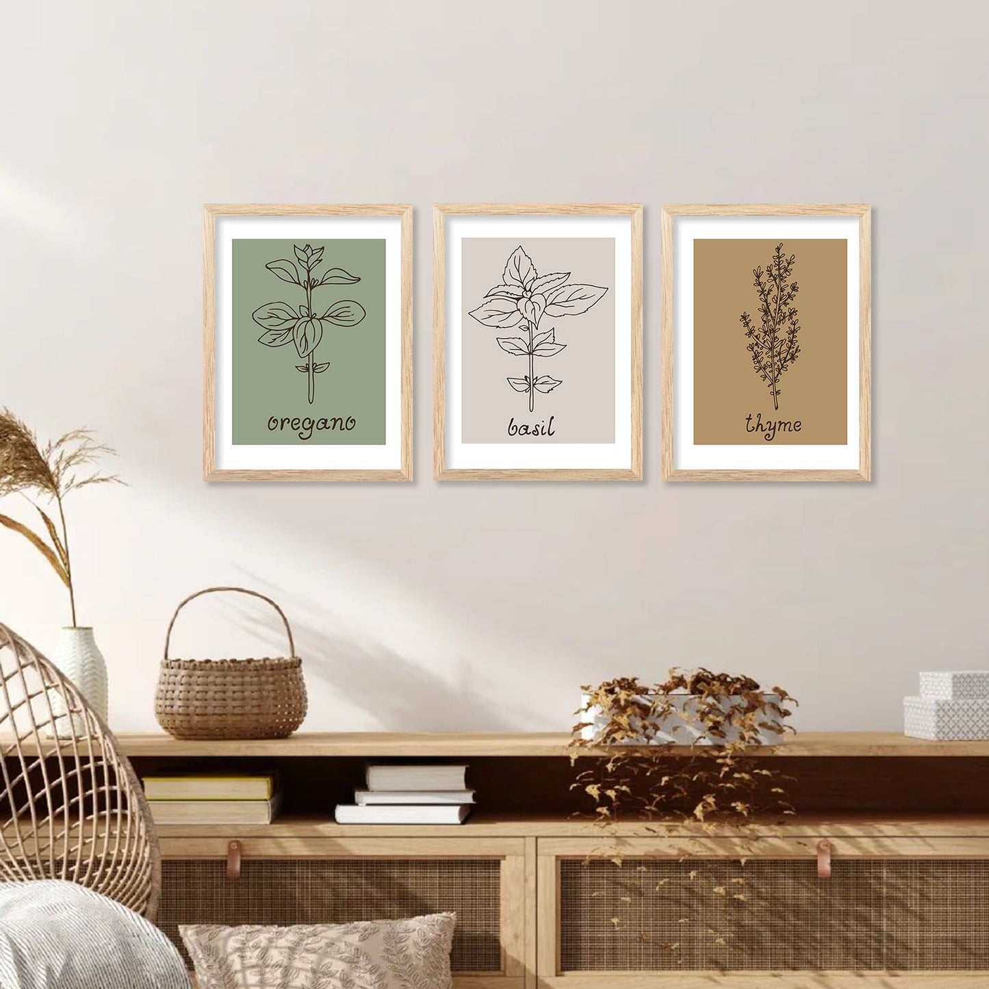 Kitchen Herbs Framed Posters for Restaurant Kitchen Dinning Room Cafe Wall Decor Set of 6-Kotart