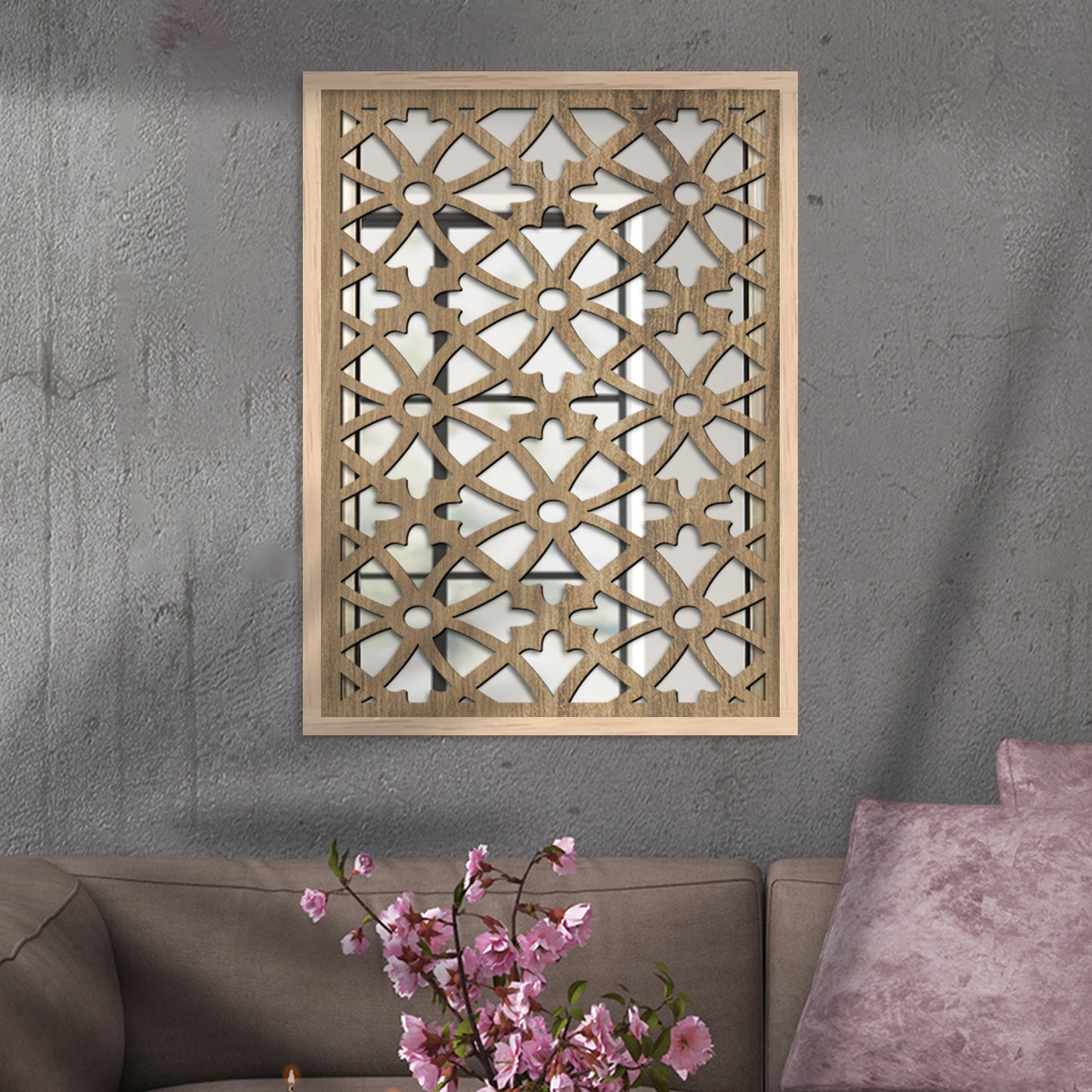 Decorative Wooden Jharokha Wall Mirrors-Kotart