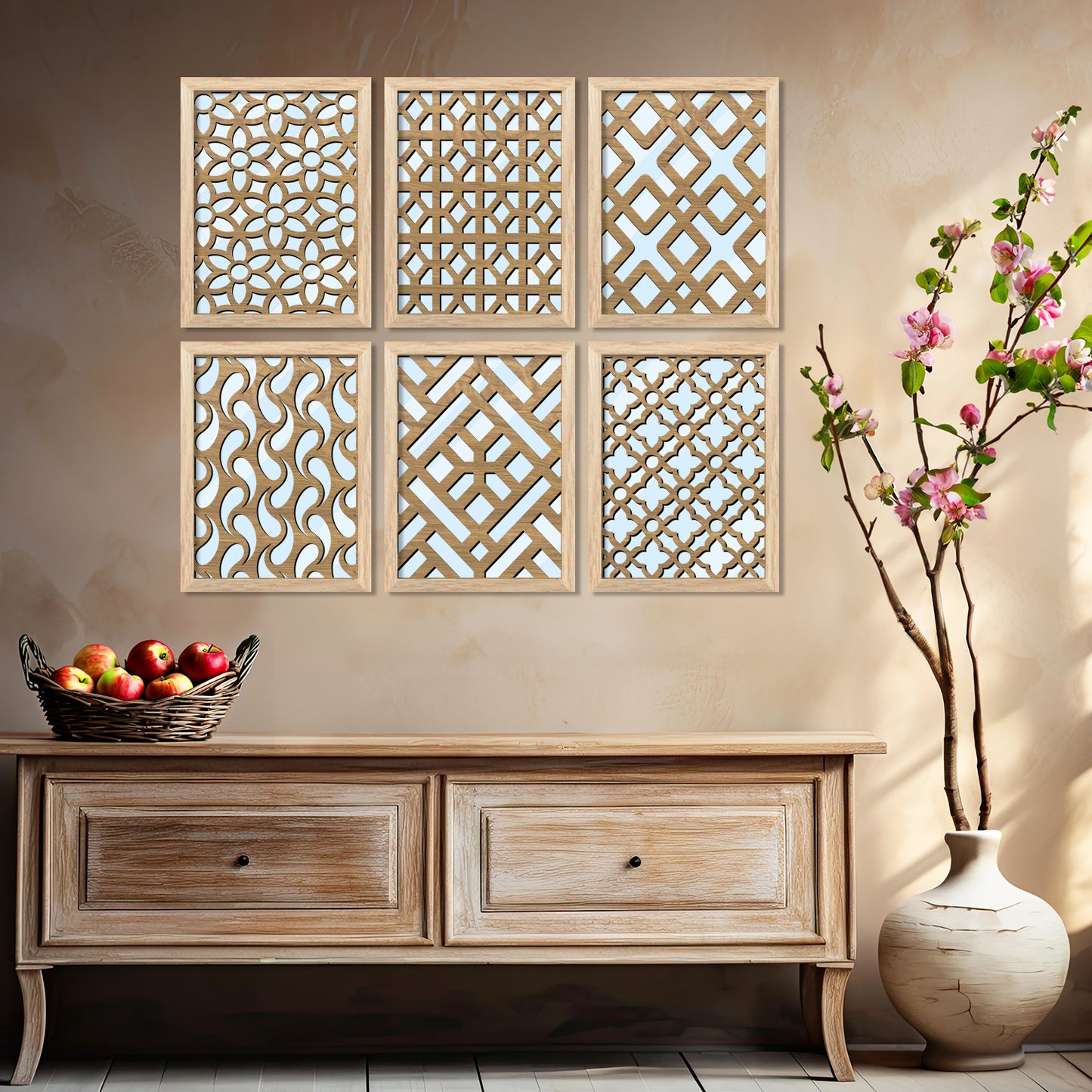 Laser Cut Jharokha Decorative Wall Mirrors for Living Room Bedroom Decor