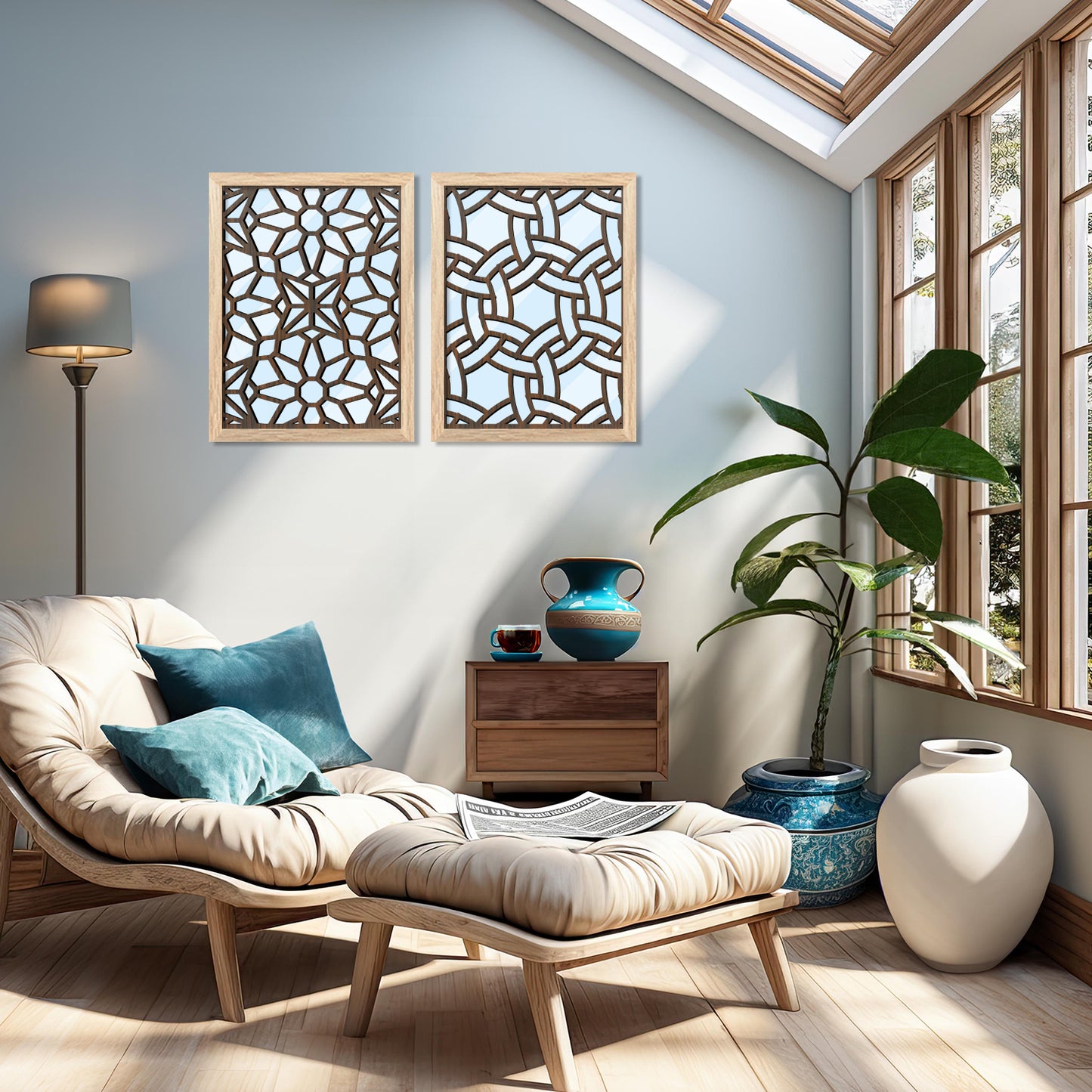 Decorative Wooden Jharokha Wall Mirrors Set