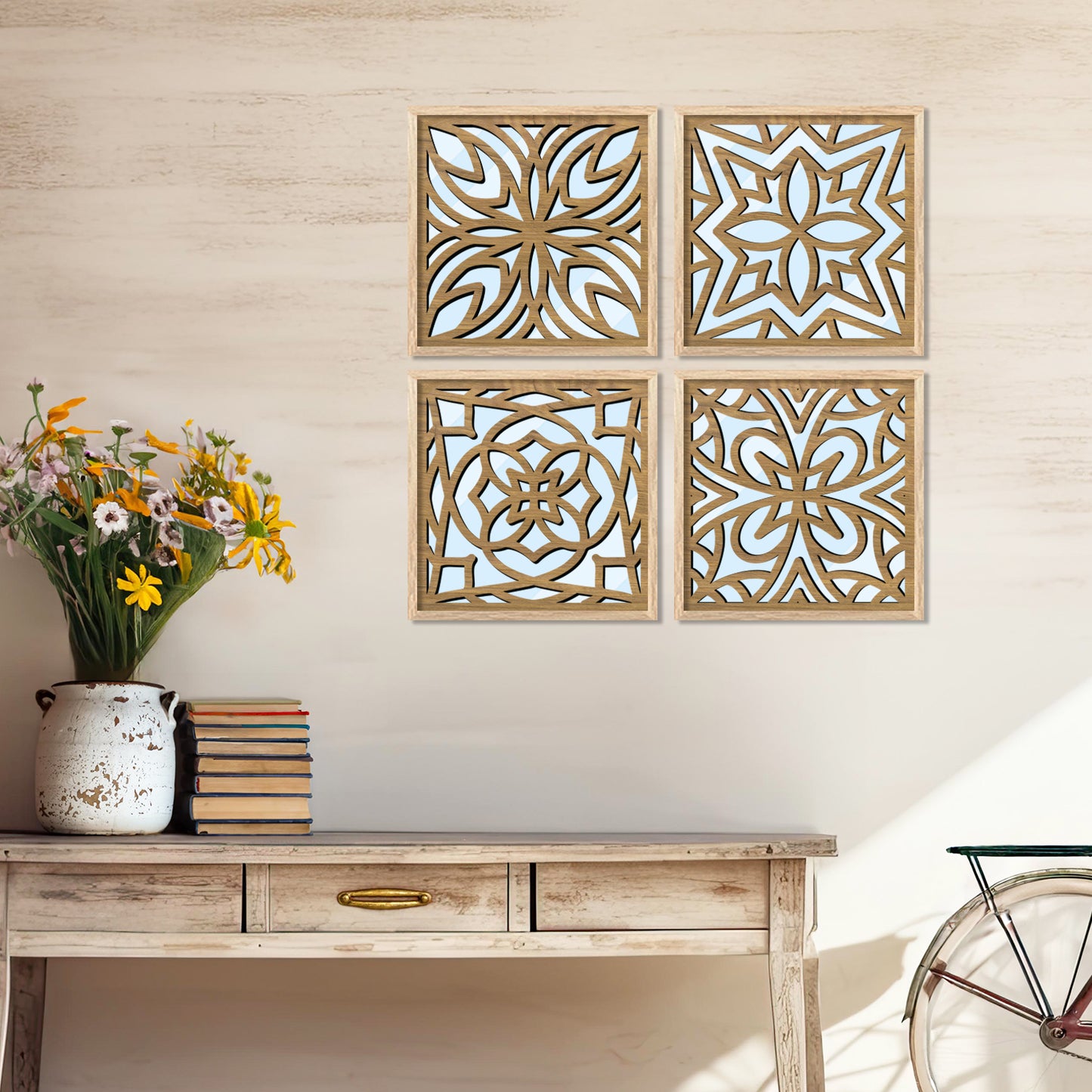 Laser Cut Jharokha Decorative Wall Mirrors for Living Room Bedroom Decor