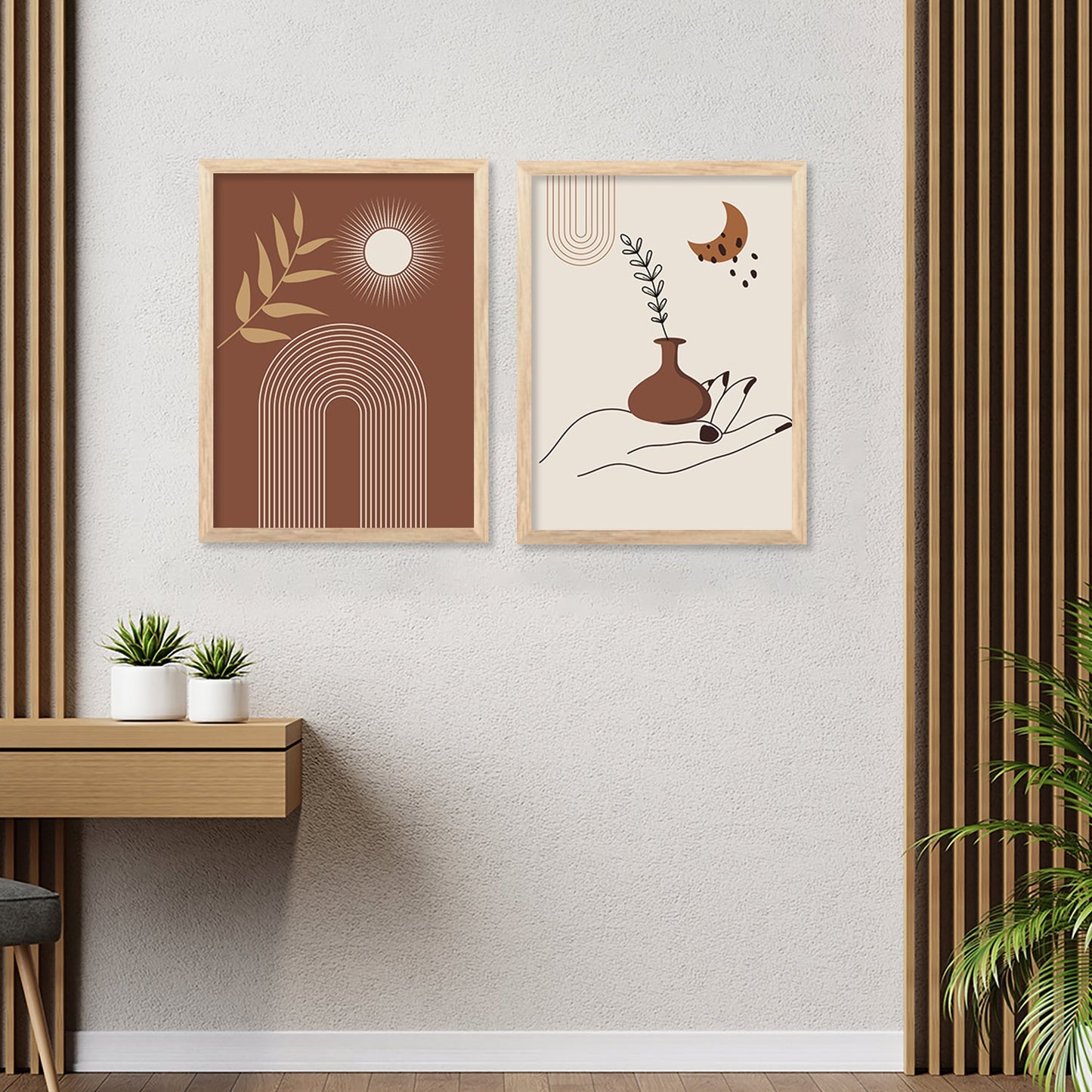 Modern Boho Art Paintings with Frame for Living Room Bedroom Home and Office Wall Decor Set of 6-Kotart