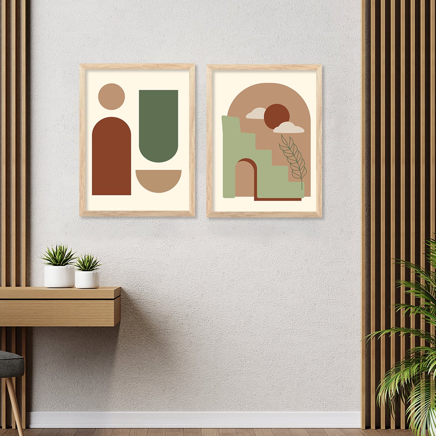 Modern Boho Art Paintings with Frame for Living Room Bedroom Home and Office Wall Decor Set of 6-Kotart