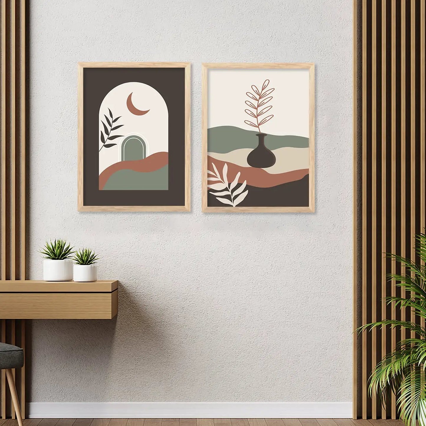 Modern Boho Art Paintings with Frame for Living Room Bedroom Home and Office Wall Decor Set of 6-Kotart