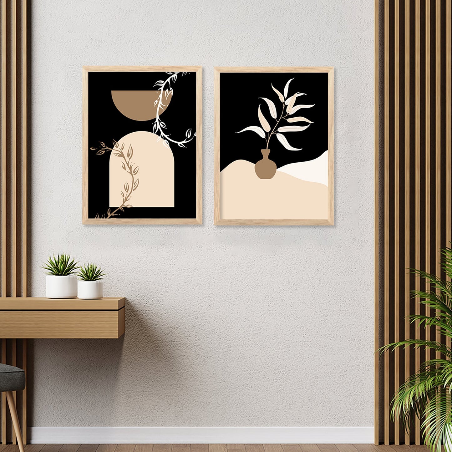 Modern Boho Art Paintings with Frame for Living Room Bedroom Home and Office Wall Decor Set of 6-Kotart