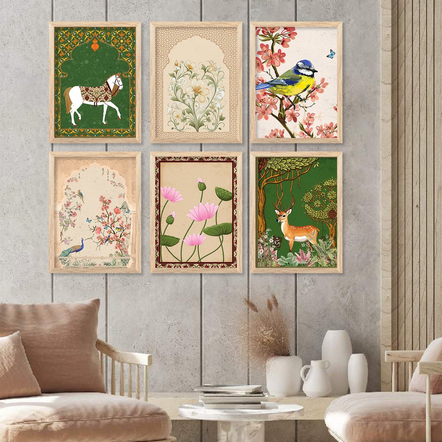 Nature Inspired Modern Art Paintings with Frame for Living Room Bedroom Home and Office Wall Decor Set of 6-Kotart