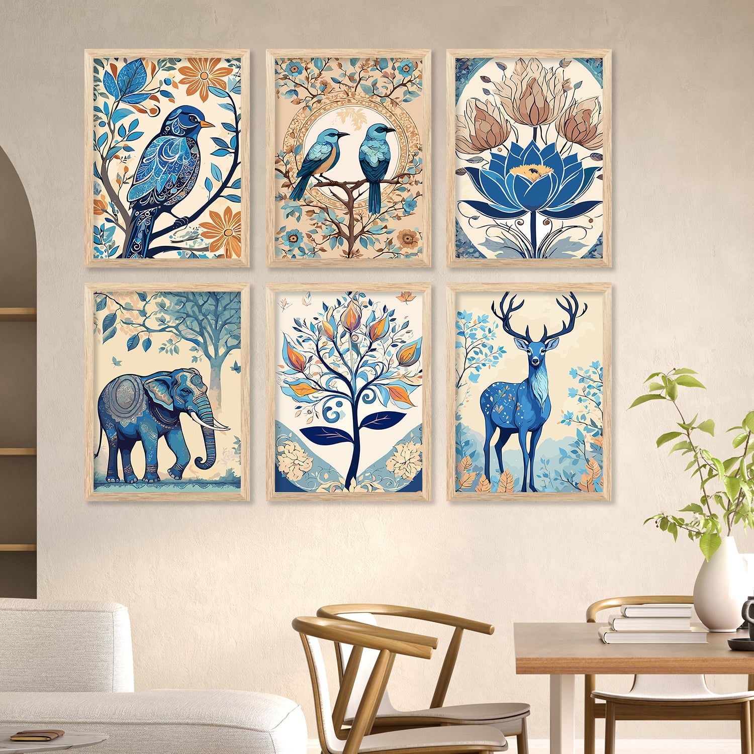 Nature Inspired Modern Art Prints with Frame for Living Room Bedroom H