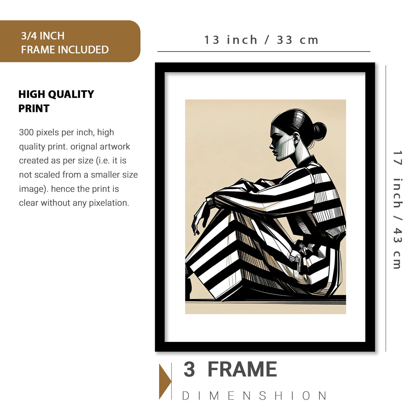 Baho Art Prints with Frame for Living Room Bedroom Home and Office Wall Decor Set of 6