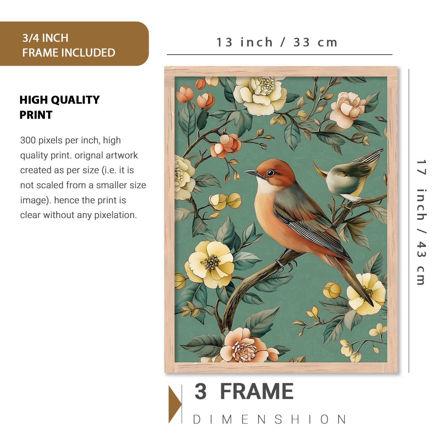 Traditional Art Prints with Frame for Living Room Bedroom Home and Office Wall Decor Set of 6