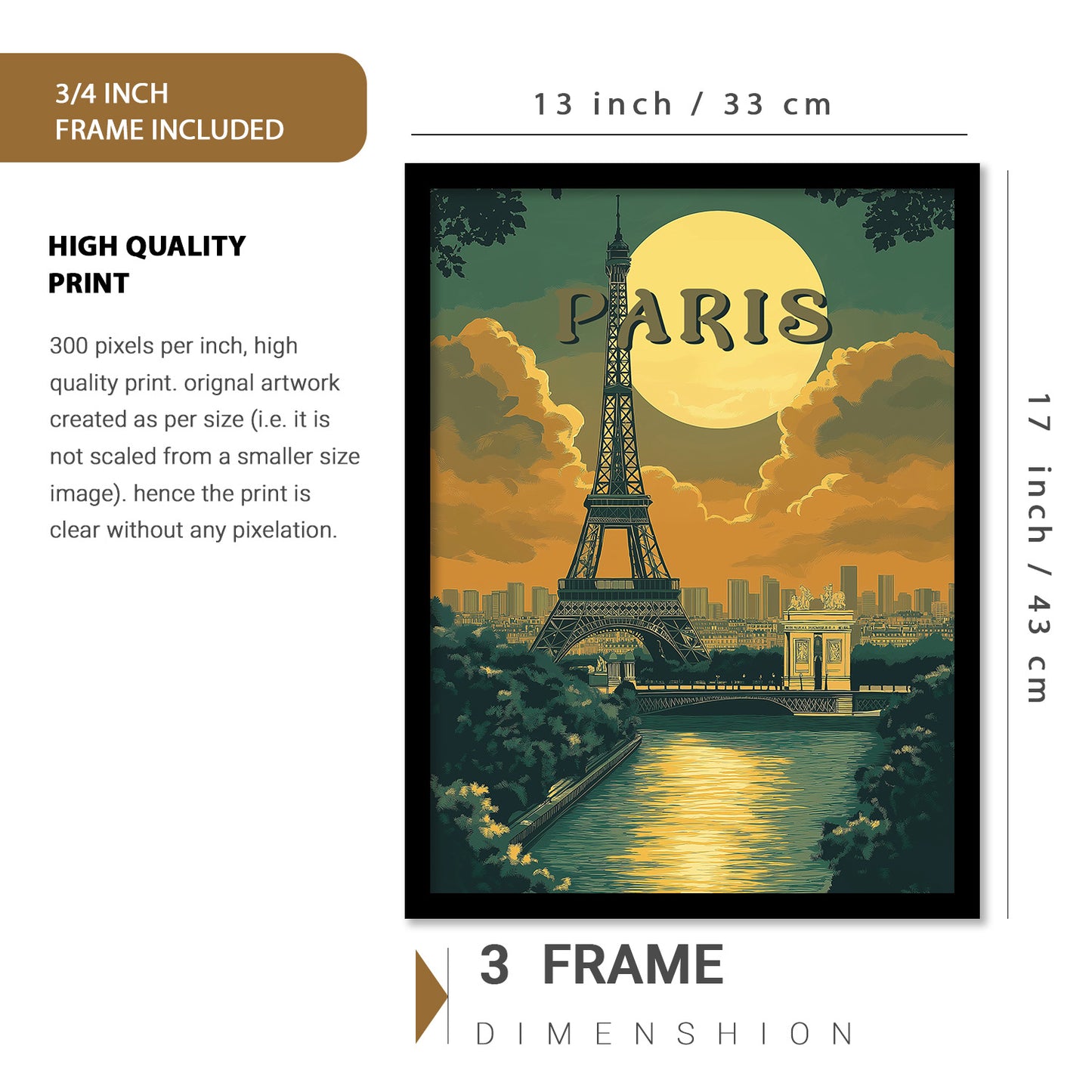 City view Art Prints with Frame for Living Room Bedroom Home and Office Wall Decor Set of 6