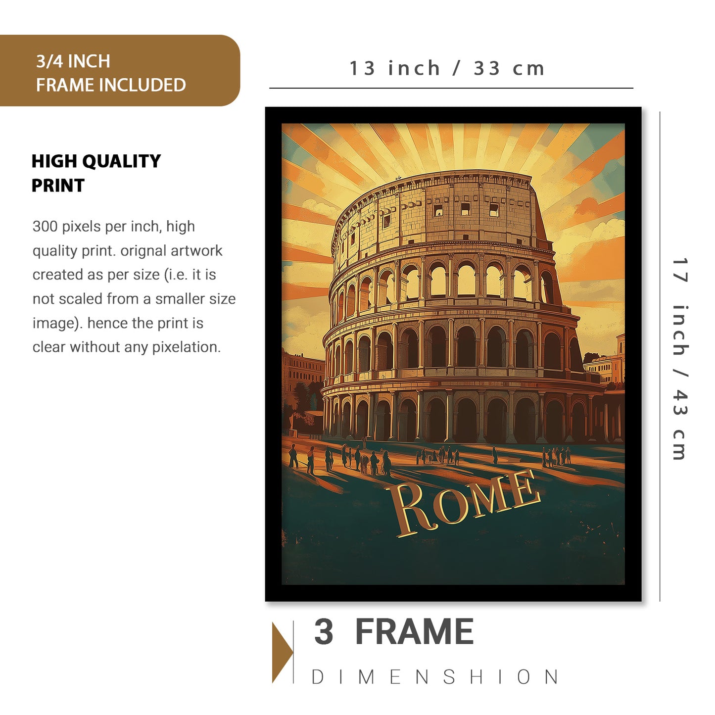 City view Art Prints with Frame for Living Room Bedroom Home and Office Wall Decor Set of 6