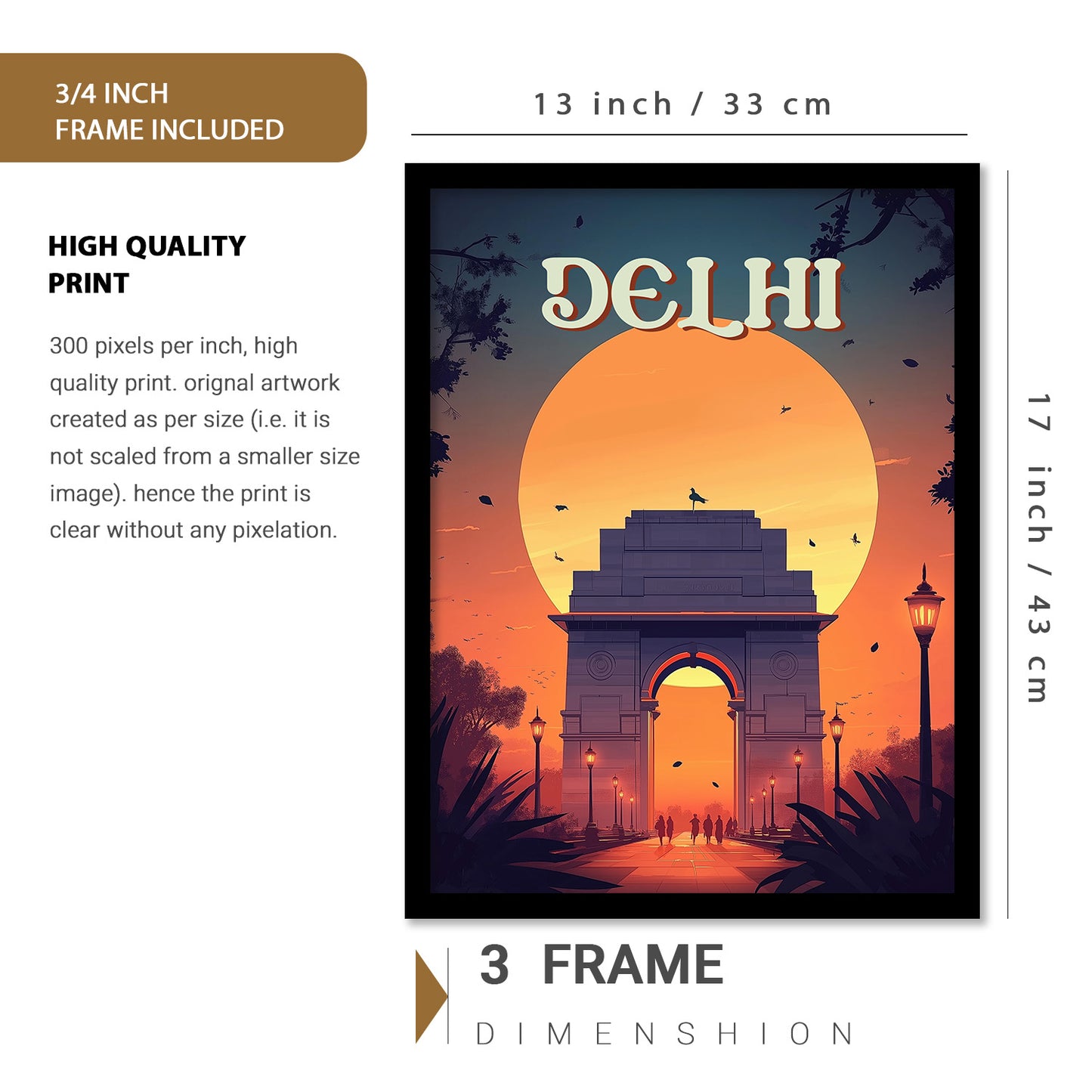 Premium Art Prints with Frame for Living Room Bedroom Home and Office Wall Decor Set of 6