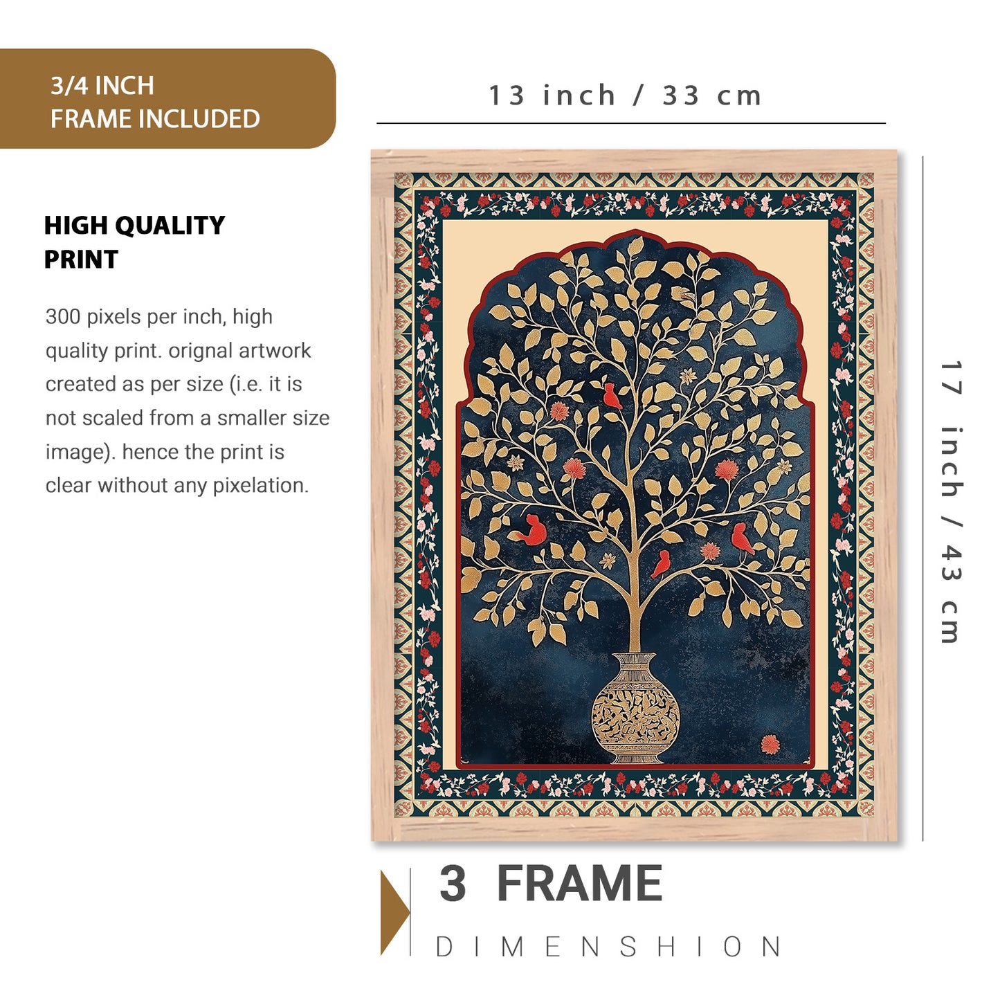 Floral Art Prints with Frame for Living Room Bedroom Home and Office Wall Decor Set of 6