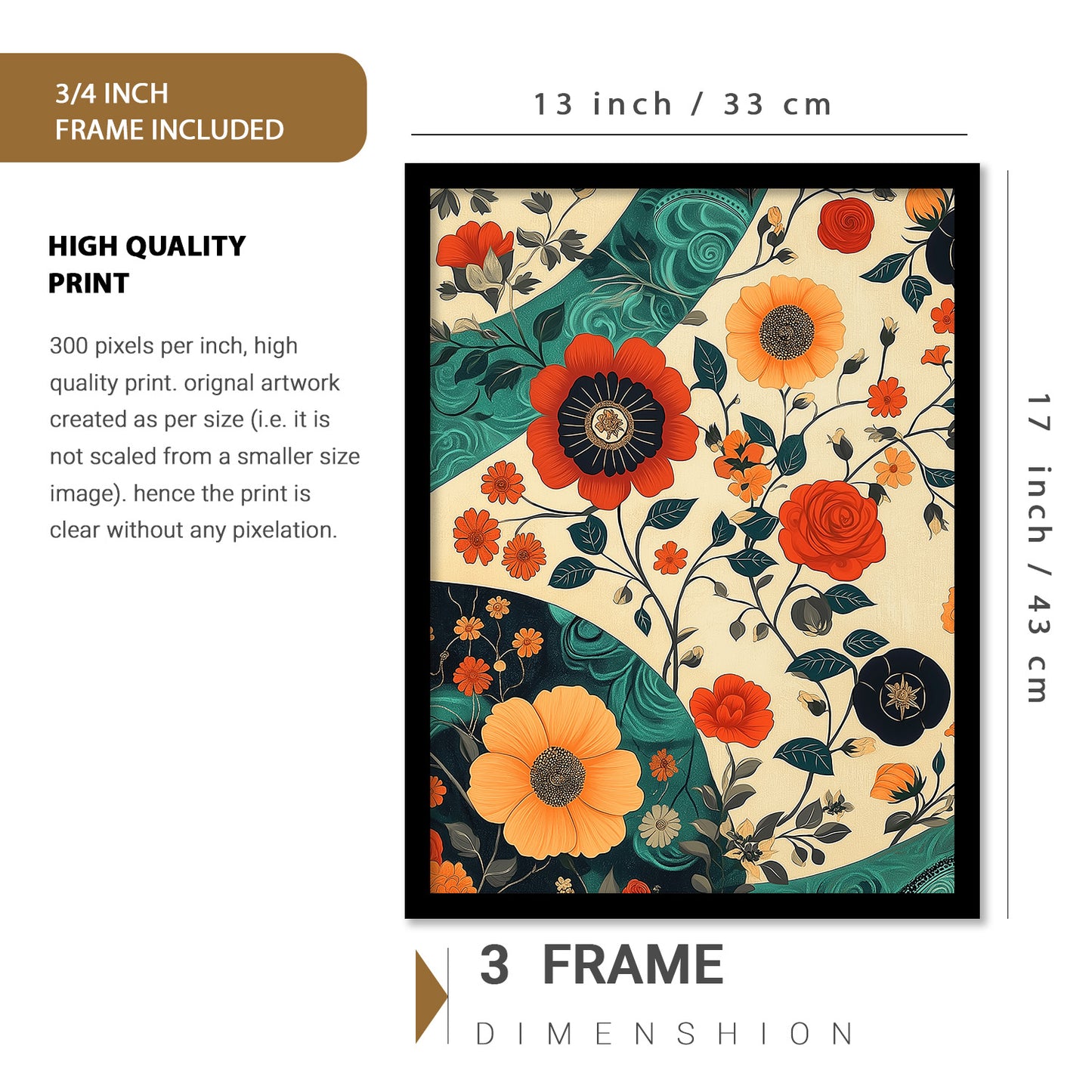 Traditional Art Prints with Frame for Living Room Bedroom Home and Office Wall Decor Set of 6