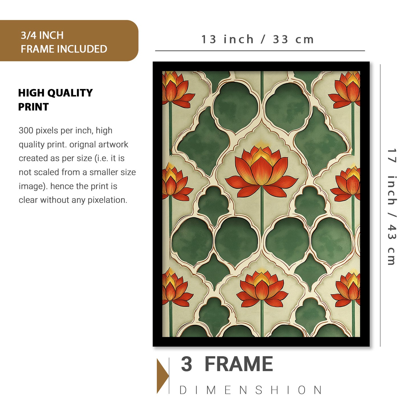 Traditional Art Prints with Frame for Living Room Bedroom Home and Office Wall Decor Set of 6