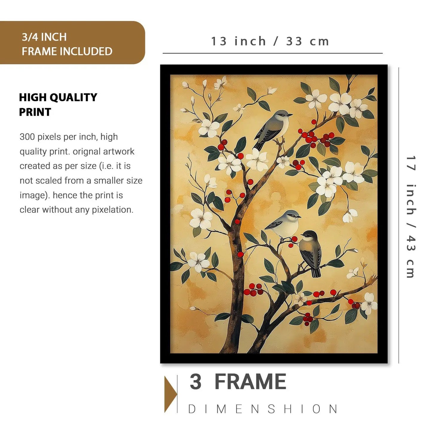 Traditional Art Prints with Frame for Living Room Bedroom Home and Office Wall Decor Set of 6