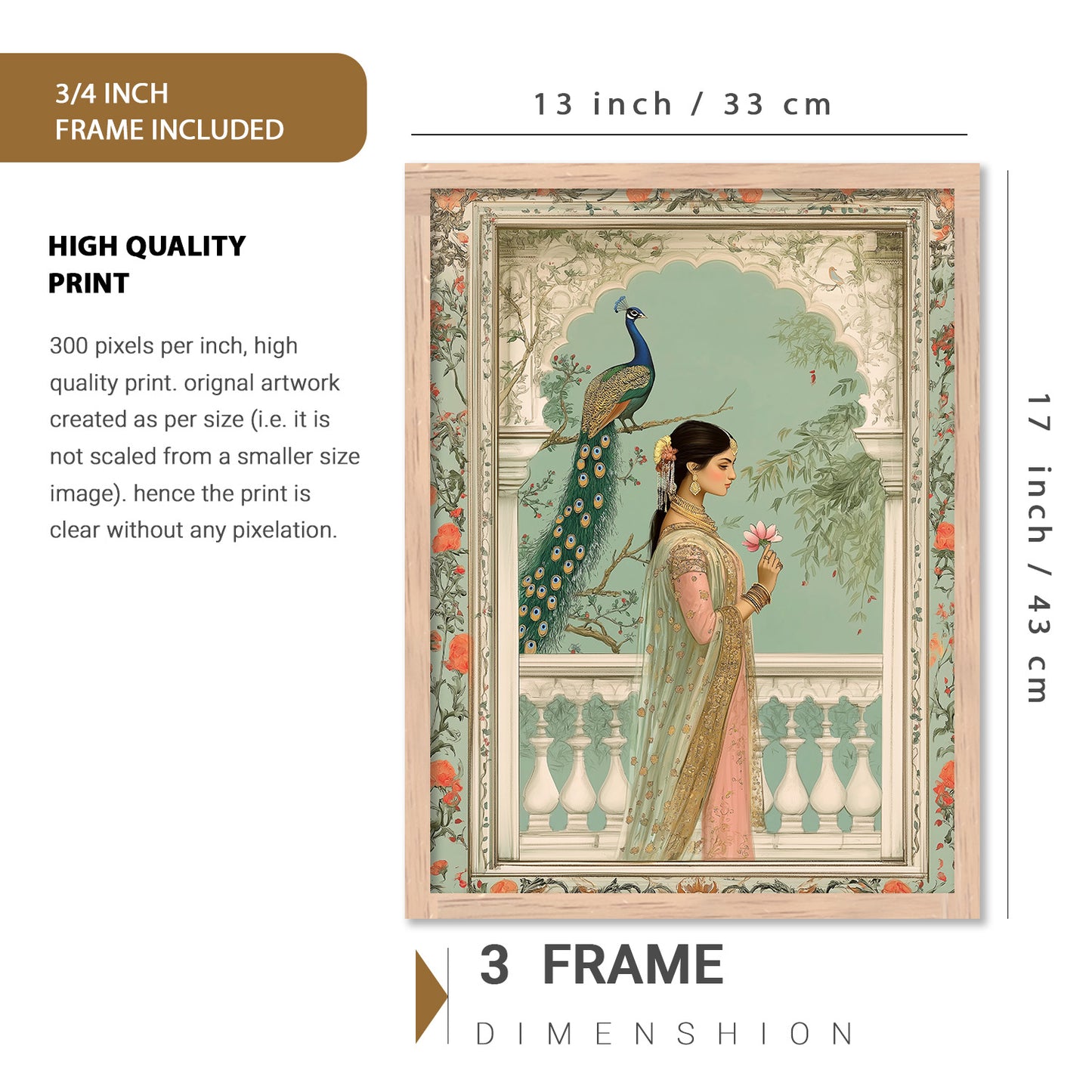 Madhubani Art Prints with Frame for Living Room Bedroom Home and Office Wall Decor Set of 6