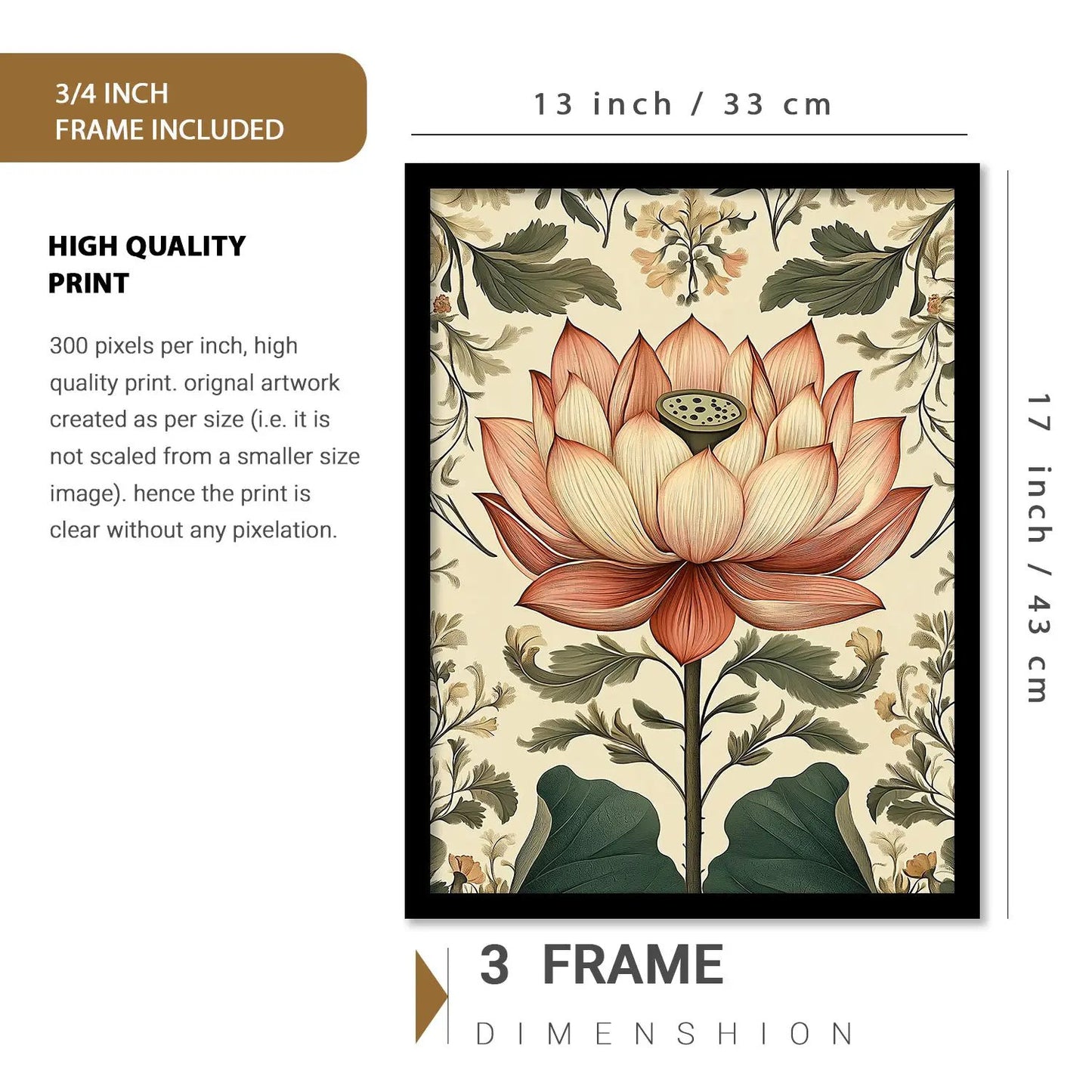 Traditional Art Prints with Frame for Living Room Bedroom Home and Office Wall Decor Set of 6