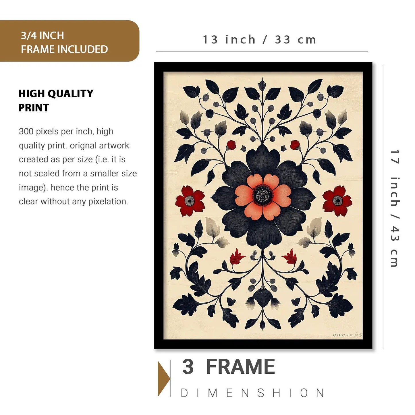 Traditional Art Prints with Frame for Living Room Bedroom Home and Office Wall Decor Set of 6