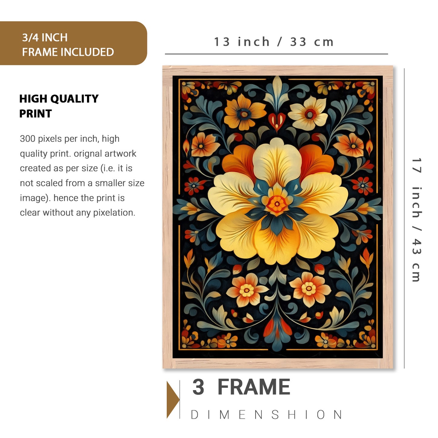 Madhubani Art Prints with Frame for Living Room Bedroom Home and Office Wall Decor Set of 6