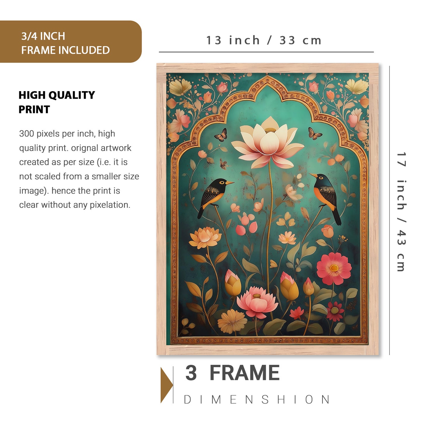 Madhubani Art Prints with Frame for Living Room Bedroom Home and Office Wall Decor Set of 6