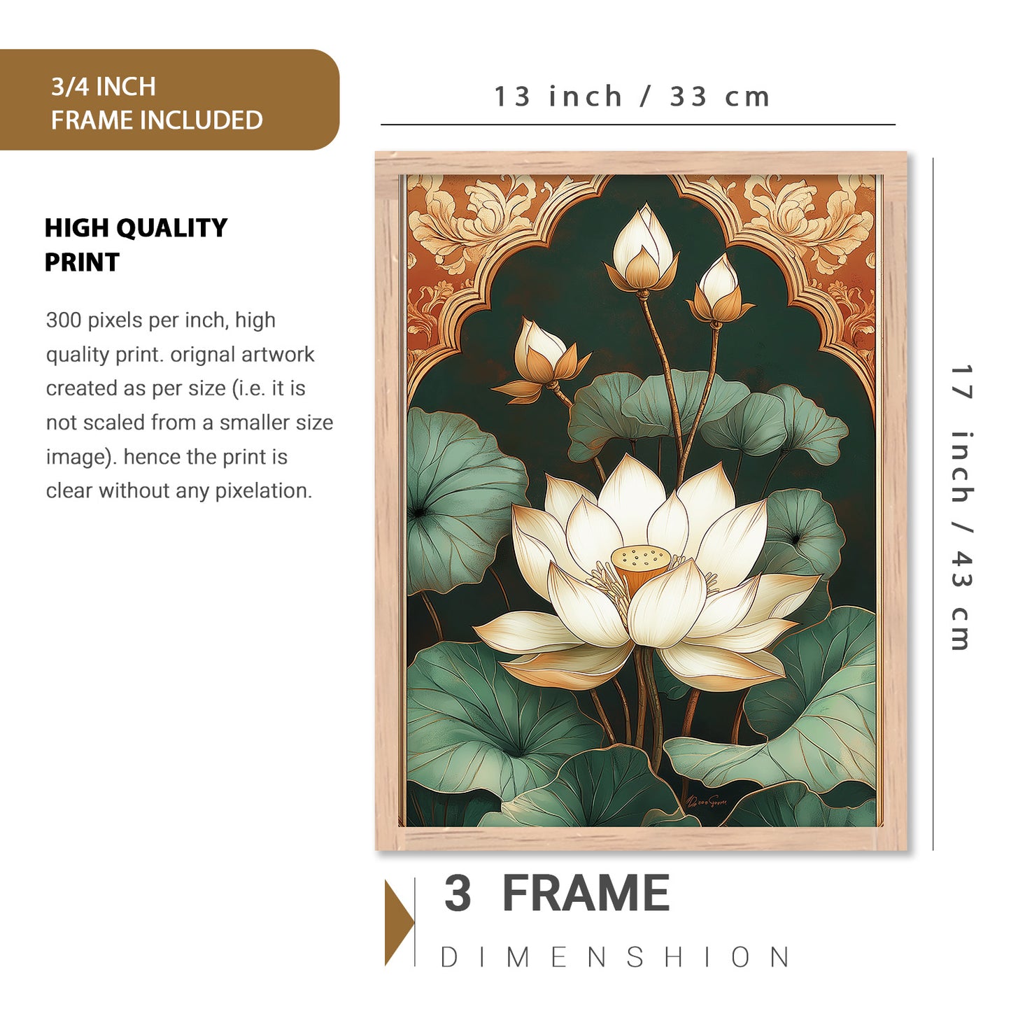 Nature Art Prints with Frame for Living Room Bedroom Home and Office Wall Decor Set of 6