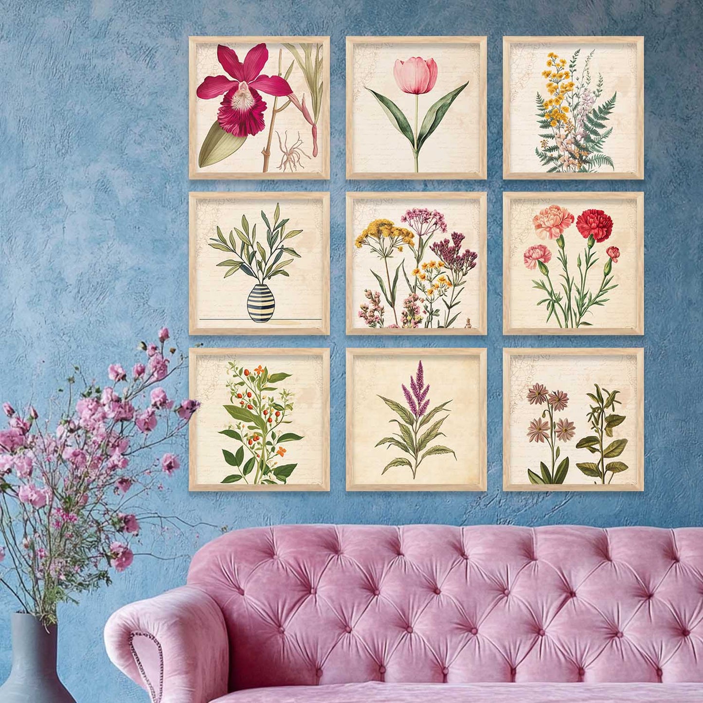 Botanical Wall Art Paintings with Frame for Wall Decor