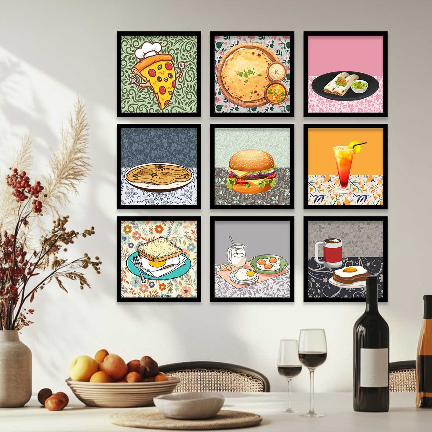 Restaurant Wall Art Paintings with Frame for Wall Decor