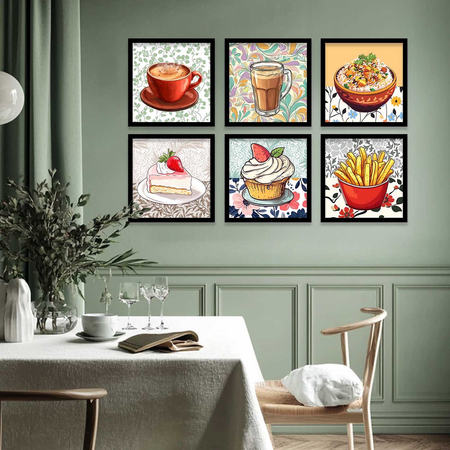 Restaurant Wall Art Paintings with Frame for Wall Decor