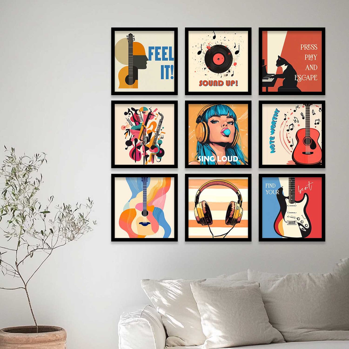 Music Wall Art Paintings with Frame for Wall Decor