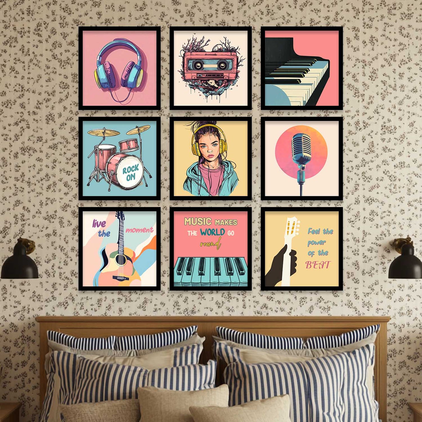 Music Wall Art Paintings with Frame for Wall Decor