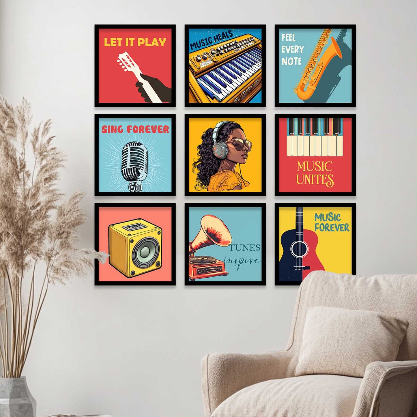 Music Wall Art Paintings with Frame for Wall Decor